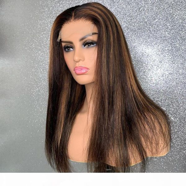 

silky straight silk full lace human hair wigs with baby hair malaysia 180density highlight lace front wigs for women remy, Black;brown