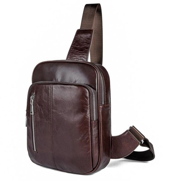 

backpack genuine leather shoulder bag for men chest bags over the small sling man 7215c
