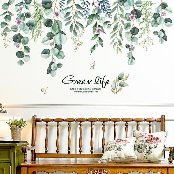 

wall stickers [shijuekongjian] tree leaves diy plant decals for house living room bedroom decoration home decor sticker