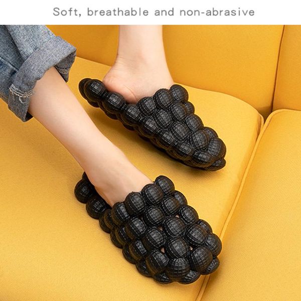 

slippers women men summer cool bubble slippers shoes fashion slides breathable home massage foot bed d88, Black