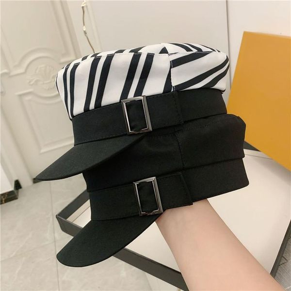 

stingy brim hats 202108-yy britain square decorative buckle navy style leisure octagonal hat men women visors cap, Blue;gray