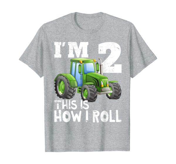 

green farm tractor 2nd birthday party gift 2 year old t-shirt, White;black