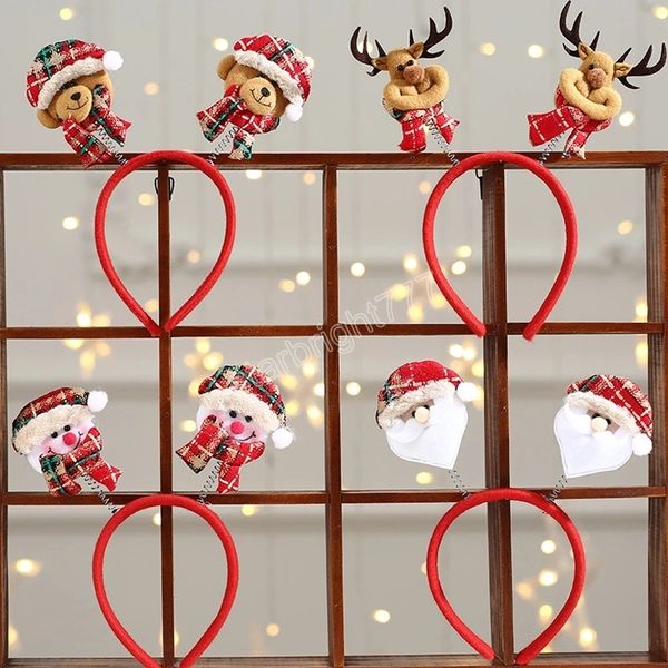 

kids christmas hairbands fashion xmas theme headband cute cartoon santa snowman hair hoops new year hair accessories, Slivery;white