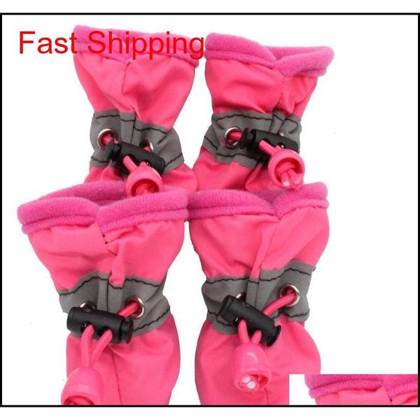 

4pcs/set colorful waterproof anti-slip pet shoes for small dogs cats chihuahua yorkie thick snow dog bo jlluzk home003