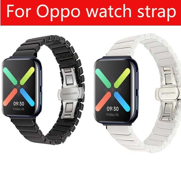 

watch bands ceramic replacement band for oppo strap 41mm stainless steel butterfly belt wrist 46mm, Black;brown