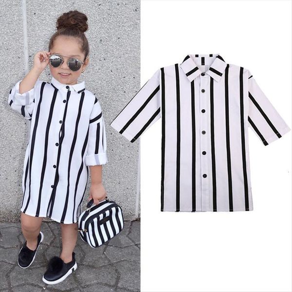 

children stripe shirt spring summer girl dress turn down collar kids clothes fashion toddler baby girls clothing, Red;yellow