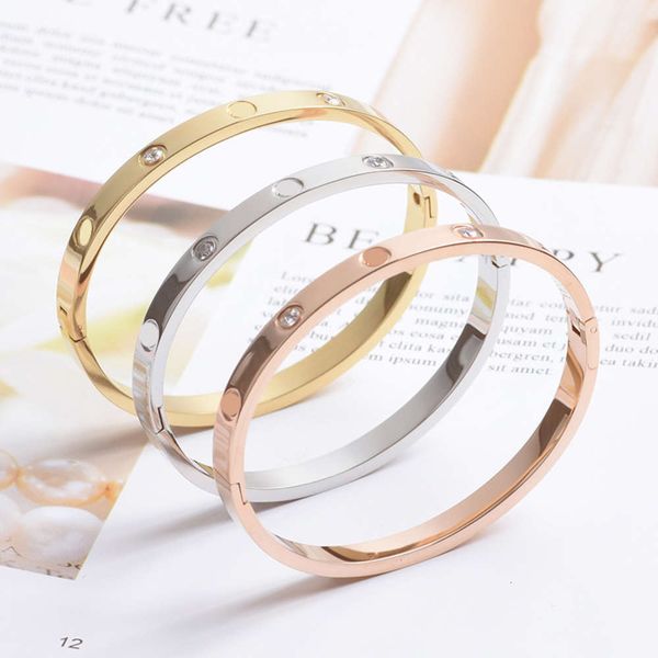 

bracelet version fashion temperament rose gold bracelet female simple eternal diamond inlaid card home couple titanium steel, Black