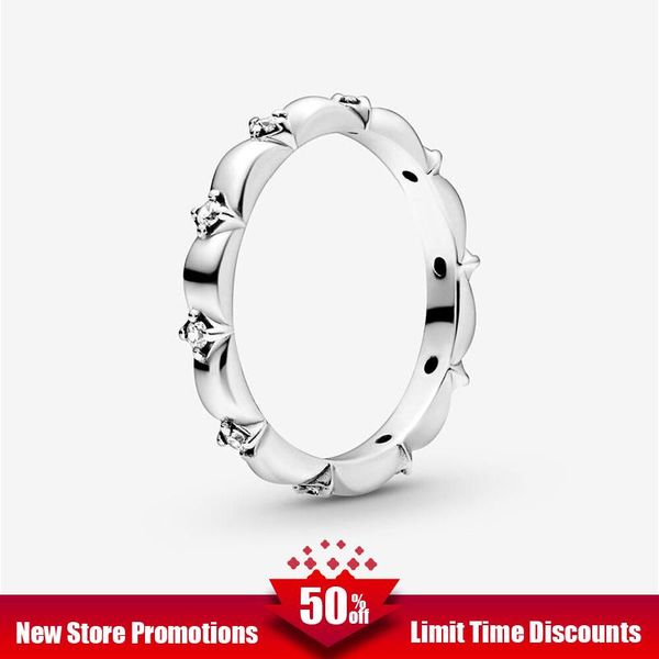

cluster rings style authentic spring flower petals band pave sparkling daisy crown ring jewelry gift 925 sterling silver, Golden;silver