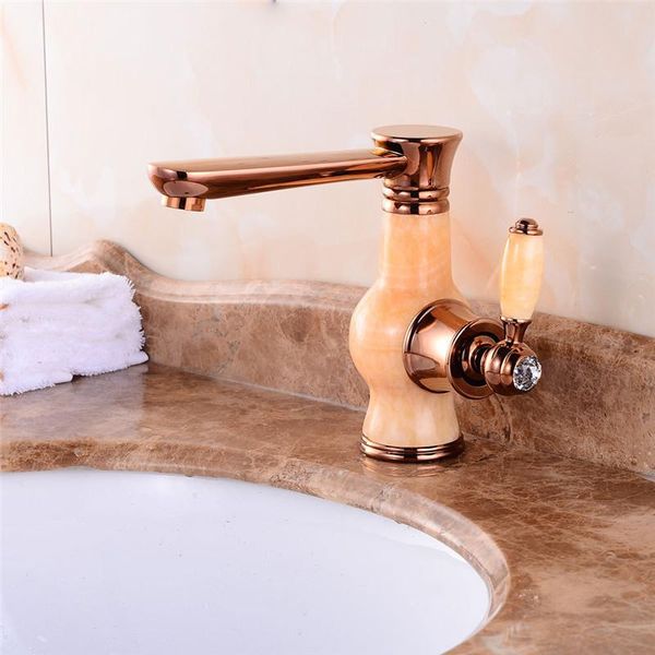 

bathroom sink faucets basin faucet rose gold mixer tap brass and jade single lever cold water cuenca del grifo
