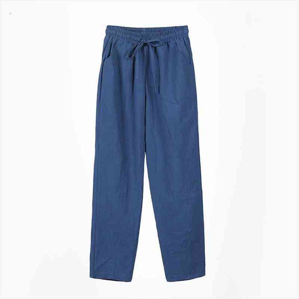 

cotton linen pants women ankle length solid color pencil pants casual spring summer trousers high waist white straight, Black;white