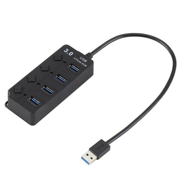

hubs usb 3.0 splitter 4 port hub with key switch ultra high speed data transmission black without power supply