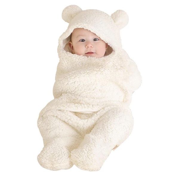 

blankets & swaddling 2021 autumn and winter european american born plush sleeping bag cute animal shape split leg swaddle blanket baby