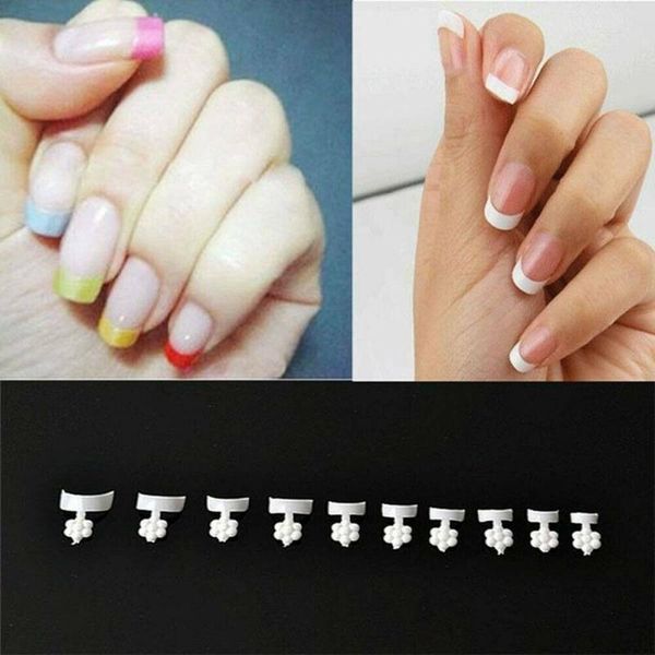 

nail art kits 100pcs/500pcs manicure crescent french edge white half paste short false nails polish sequins tslm2