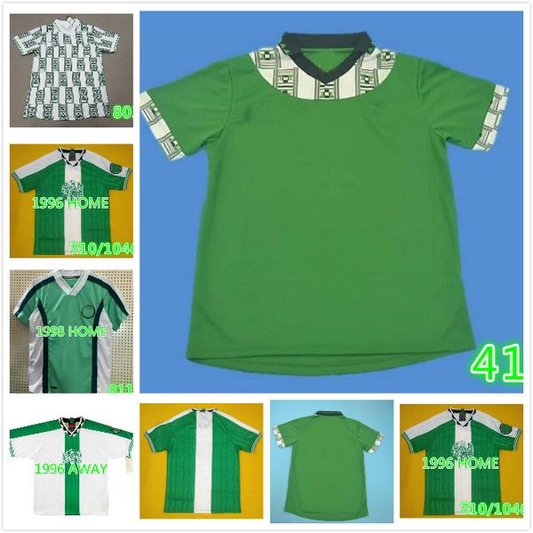 

1994 1996 1998 retro soccer jerseys kanu okocha finidi babangida yekini amokachi vintage football kit classic shirt, Black;yellow