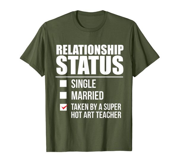 

relationship status taken by art teacher valentine's day t-shirt, White;black