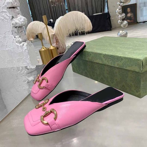 

Woman Flip Flops Slippers soft Leather Design summer and fall casual shoes Sandal Flat Platform Luxury shopping slipper with Metal Buckle
