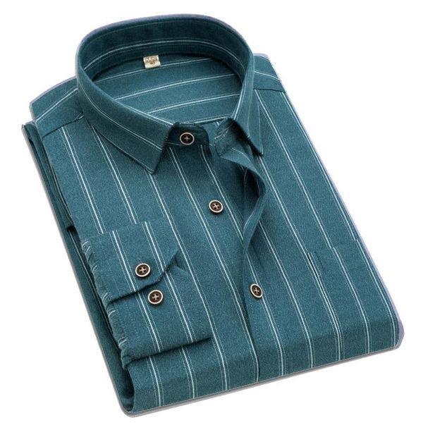 

men's shirt regular fit autumn male brand casual long sleeved green khaki striped shirts soft comfortable 4xl 5xl, White;black