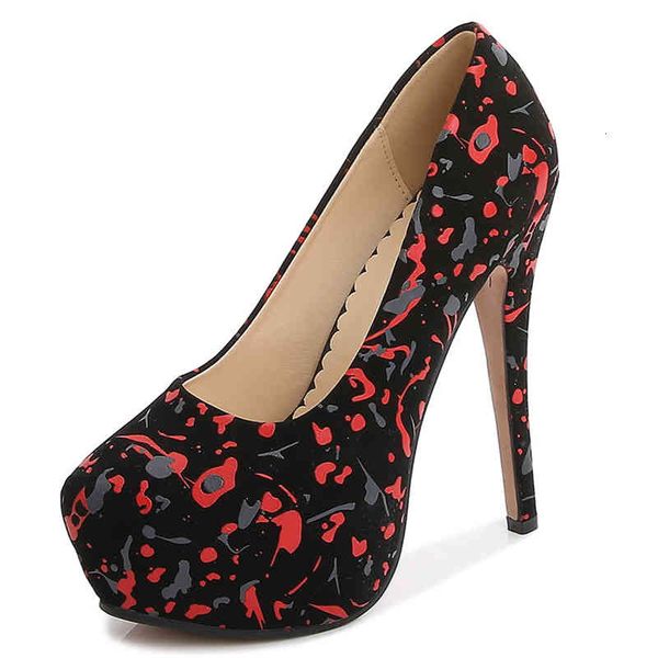 

dress shoes women high heeled pumps shoes fashion catwalk show model platform flock heel design brand plus size 35-46 racm, Black