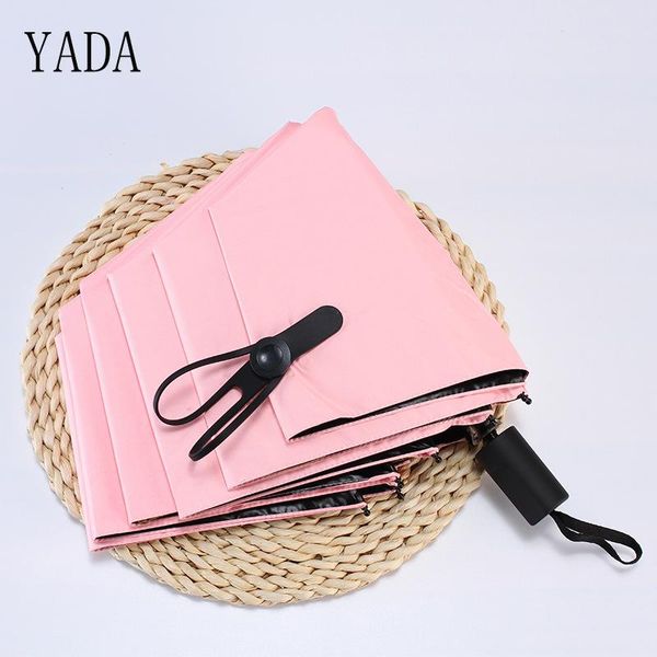 

umbrellas yada three-fold windproof sunny & rainy solid color women folding umbrella anti-uv waterproof parasol gift yd023