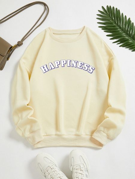 

letter graphic thermal lined sweatshirt 06tn#, White;black