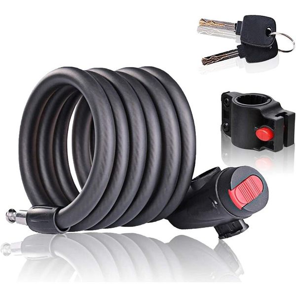 

bike locks anti-theft spiral cable, cable for / gate, padlock with key, key