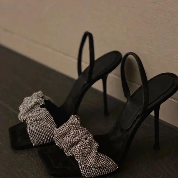 

women sandals brand fashion diamond high heel square toe stilettos pumps summer 2021 women's pumps, Black