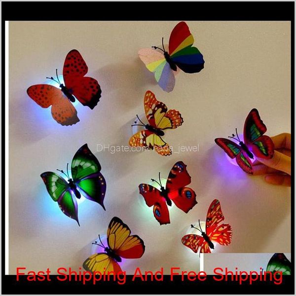 

led colorful butterfly night light new indoor flashing wall lights wedding bar room christmas party festive decoration supplies home v bh0ke
