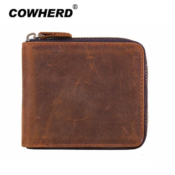 

wallets vintage designer 100% genuine leather men short wallet purse card holder coin pocket zipper male1, Red;black