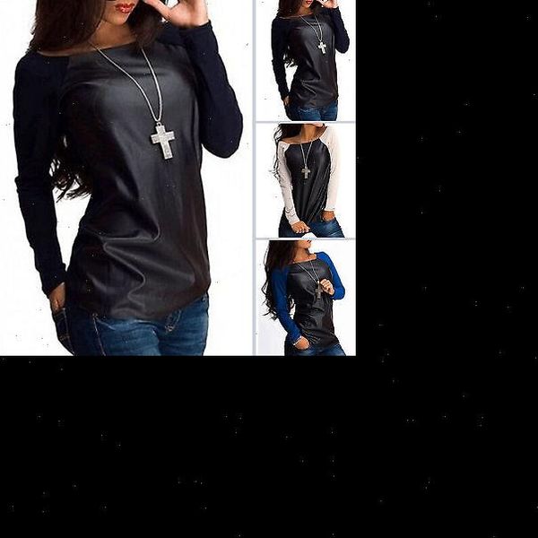 

coat new womens scoop neck jumper long sleeve clothing women leather casual tee blouse shirts outwear, White