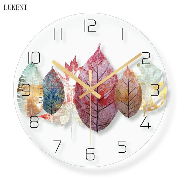 

leaf creativity tempered glass wall clockwall decor home decor