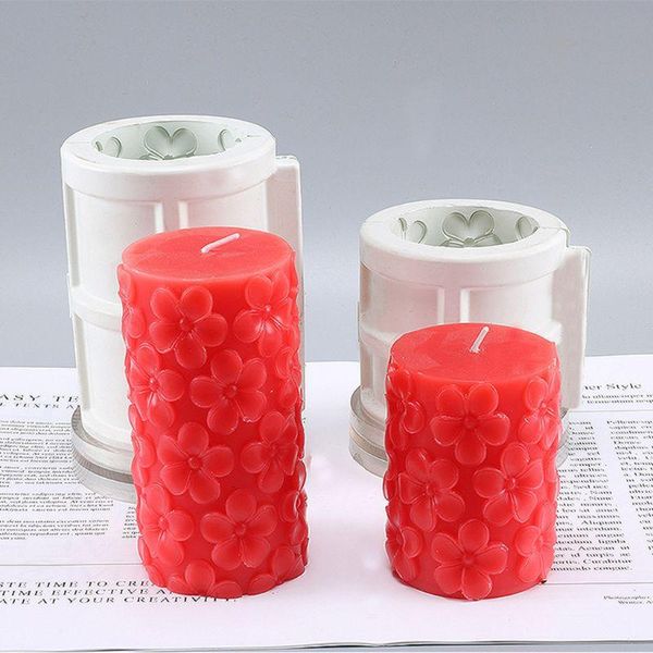 

craft tools 3d cylindrical flower plastic candle mold wax soap making diy decorating