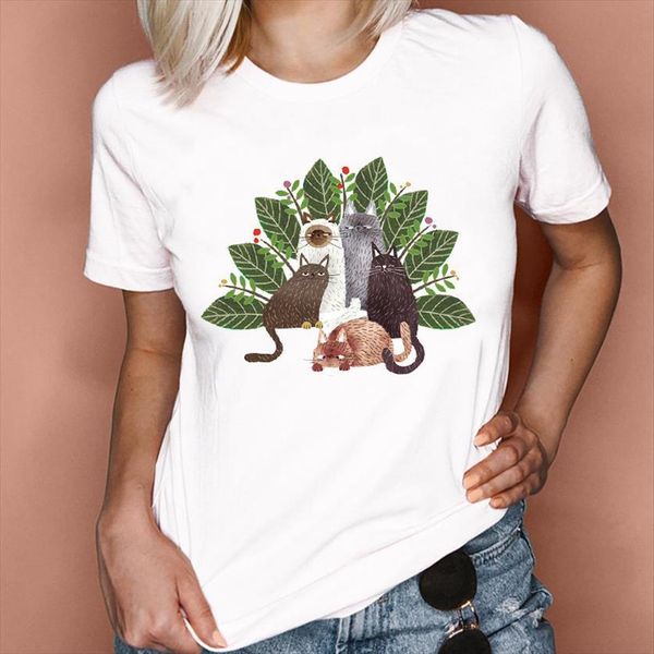 

graphic printing clothing animal cute womens trend 90s summer spring clothes tees print female t shirt, White