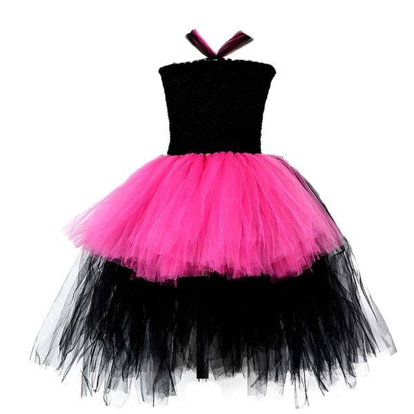 Beliebte Rockstar Mädchen Tutu Kleid Hot Pink Baby Kinder Geburtstag Party Leistung Cosplay Tutu Kleider Halloween Kostüm für Kinder 210303