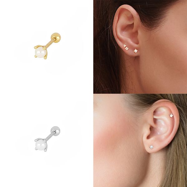 

roxi elegant pearl stud earrings for women 925 sterling silver jewelry earring kraakbeen piercing earing pendientes 925 aretes, Golden;silver