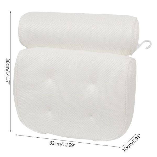 

pillow comfort 3d air mesh bathtub head with 4 suction cups