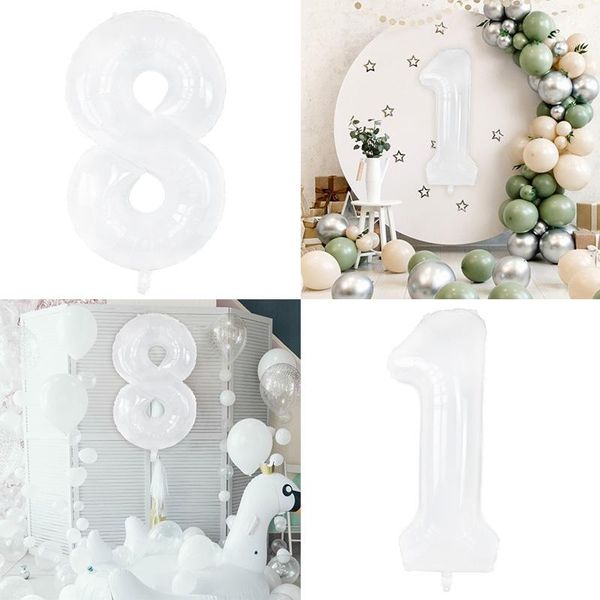 

party decoration 40inch white number balloons large foil happy birthday decorations figures globos baby shower supplies
