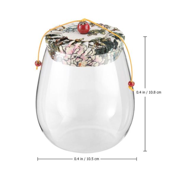 

600ml cloth cover grain container sealed storage container glass jar empty storage bottle for loose coffee bean sug