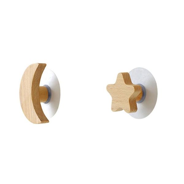 

hooks & rails 2pcs wooden wall decorative punching-clothing hat hangers