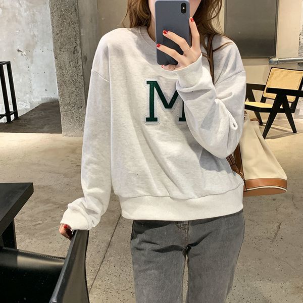 

2021 new 3 colors autumn preppy style women sweatshirts long sleeve letter embroidery loose sweatshirt womens pullovers ( x1624) ldjb, Black