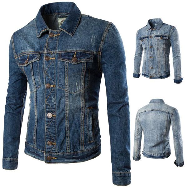 

men's jackets nice men denim jacket casual/daily vintage / street chicjackets long sleeve blue cotton mens breasted, Black;brown