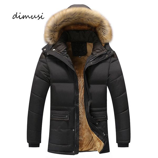 

winter men jacket casual mens faux fur collar cotton thermal parkas coats man fleece warm windbreaker hoodies jackets 6xl kg-379, Black
