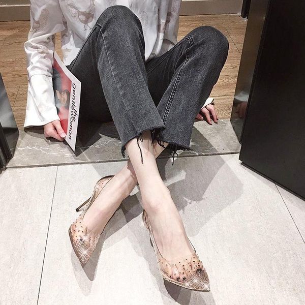 

dress shoes flash diamond trend single women's fall 2021 european and american pointed princess style stilettos, Black