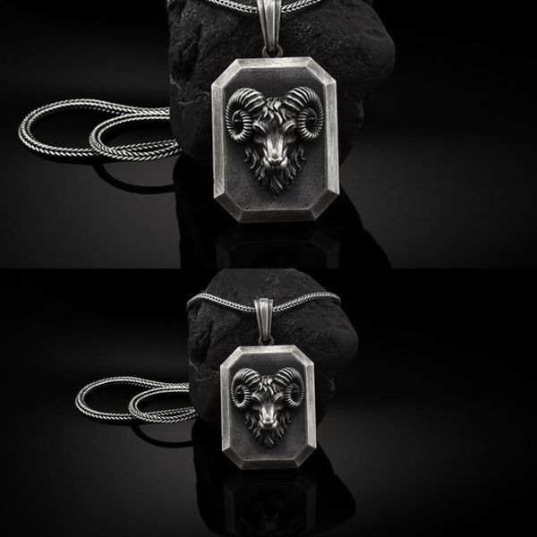 

head designer ram necklace aries tag men's gift pendant used animal sweater chain versatile long style 2021 womens mens luxury, Silver
