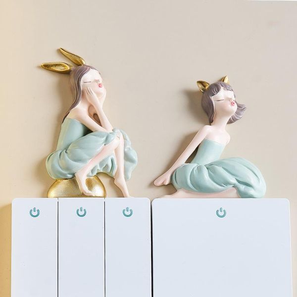 

wall stickers 3d cartoon girl resin switch diy living room doorbell sticker creative home decoration accessories