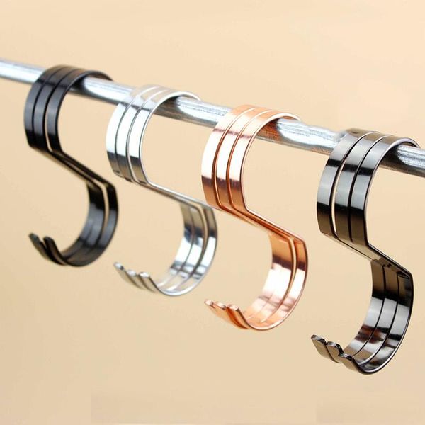

5pcs/lot stainless steel s shaped hooks clothes hanger silver/black/gold/rose gold pants bag hanger rack dropshipping wholesale