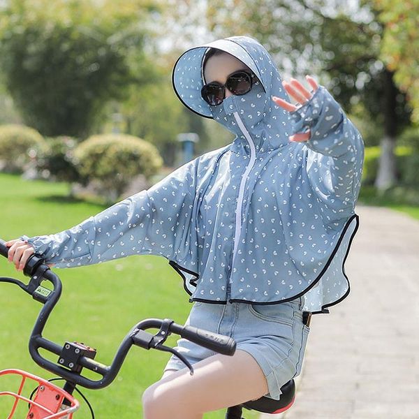 

wide brim hats anti uv women sun hat with sleeve breathable sunshade shawls visor outdoor face shade cap hiking travel protection, Blue;gray