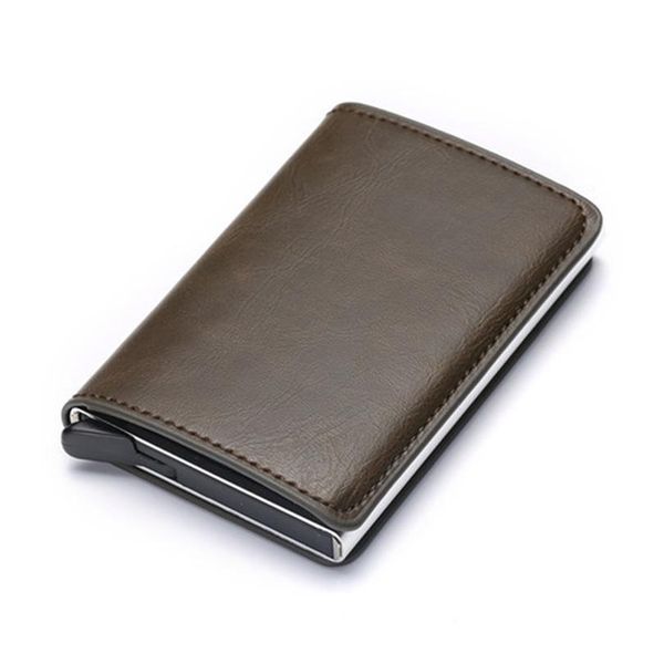 

bycobecy 2020 credit card holder men and women metal rfid vintage aluminium box crazy horse pu leather fashion car qyljhb