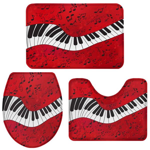 

bath accessory set piano music note red bathroom rug toilet cover mat pedestal non-slip accessories doormat
