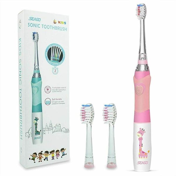 

smart electric toothbrush children sonic for 3-12 ages battery led kids tooth brush timer 5pcs replacement heads