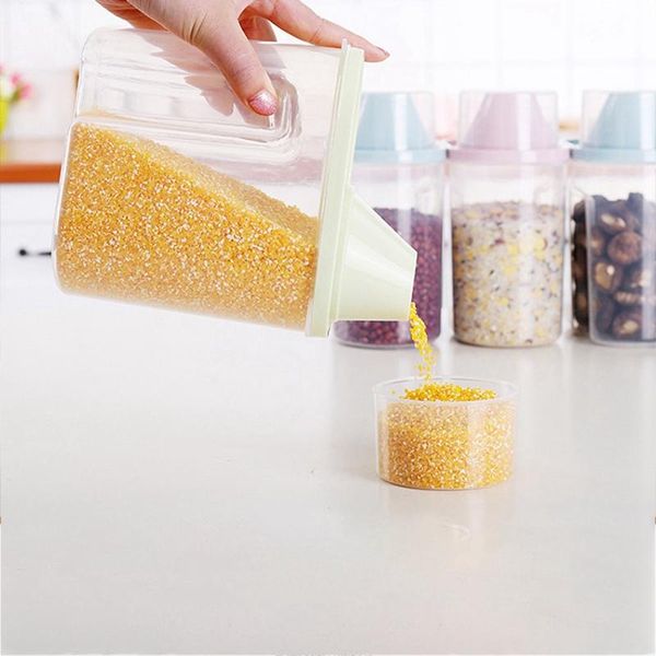 

storage bottles & jars 1.9/2.5l cereal dispenser with lid box plastic rice container food sealed jar for kitchen grain dried fruit snac